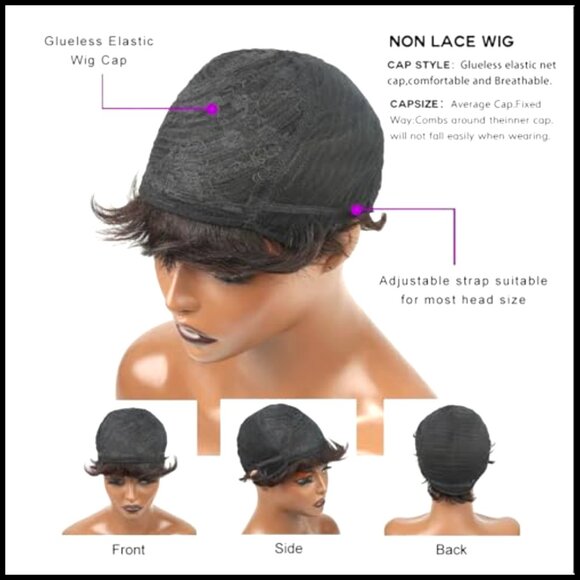 Short Layered Pixie Cut Human Hair Wig Glueless Lace Front 180 Density main image 6